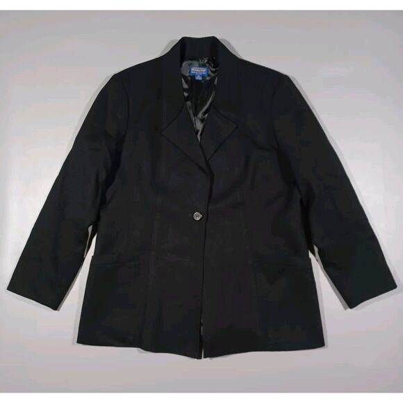 Pendleton Jacket Womens Sz 14 Black‎ Blazer Virgin Wool 1 Button - Picture 1 of 4
